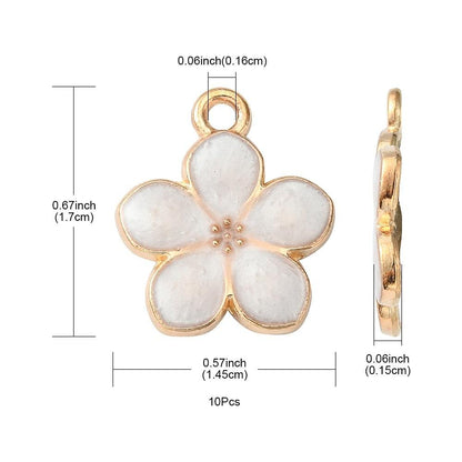 Flower Charms - Gold Charms - Enamel Charms - Metal Charms - Floral Charms - 10pcs - 17x15mm - (B673)