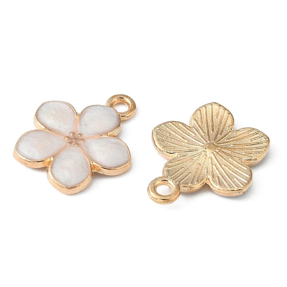 Flower Charms - Gold Charms - Enamel Charms - Metal Charms - Floral Charms - 10pcs - 17x15mm - (B673)