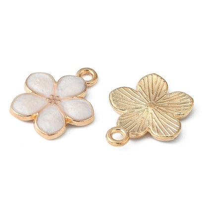 Flower Charms - Gold Charms - Enamel Charms - Metal Charms - Floral Charms - 10pcs - 17x15mm - (B673)