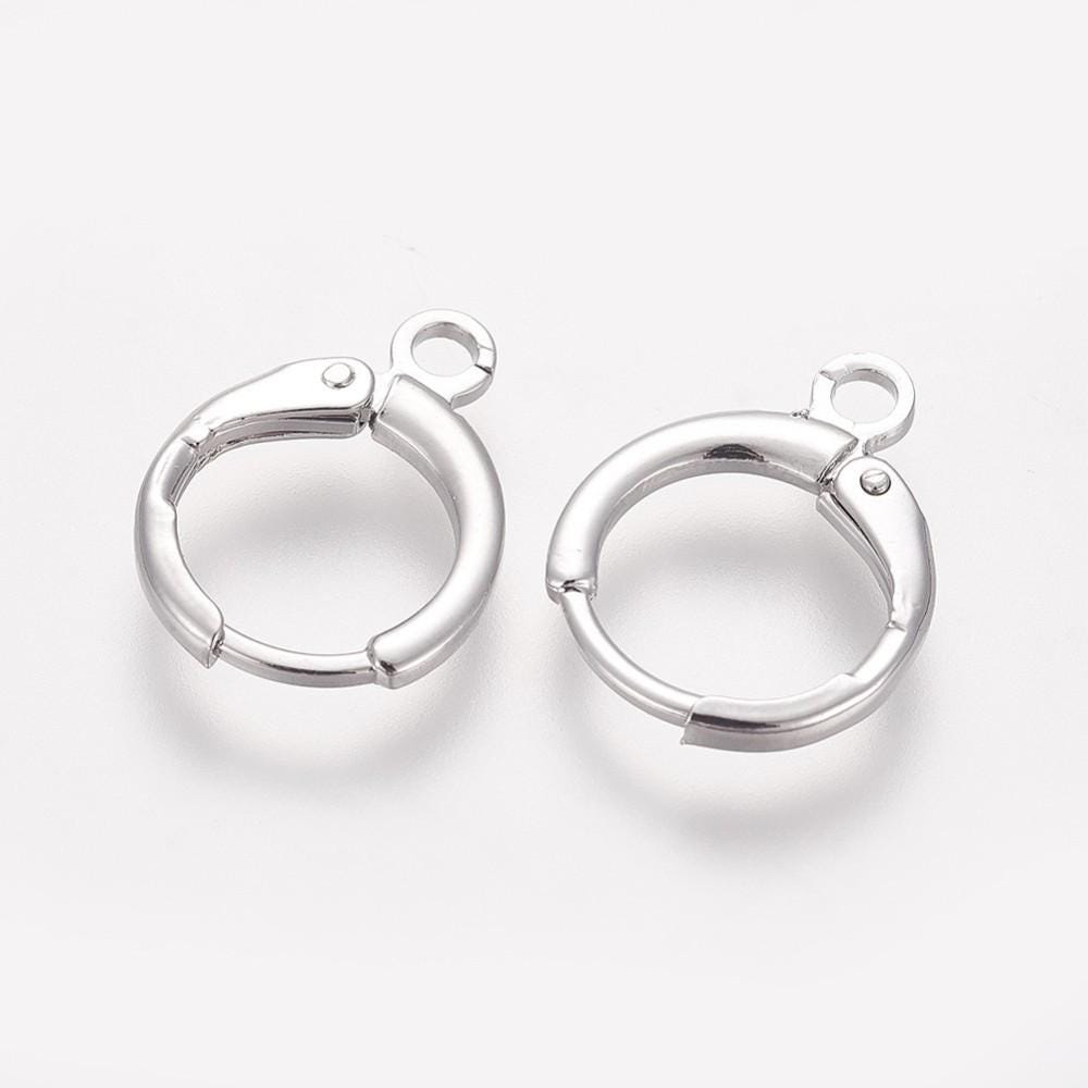 Earring Hoop Components - 18k Gold Plated or Platinum Plated - 5 Pairs - 15x12mm