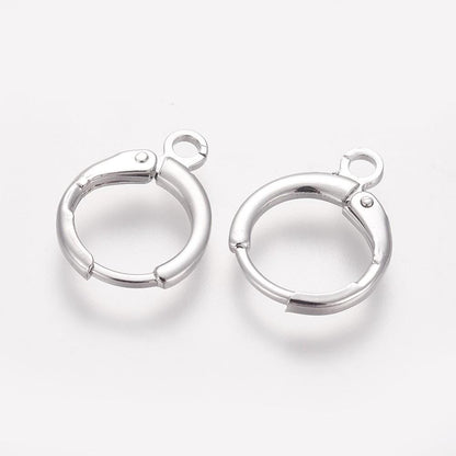 Earring Hoop Components - 18k Gold Plated or Platinum Plated - 5 Pairs - 15x12mm