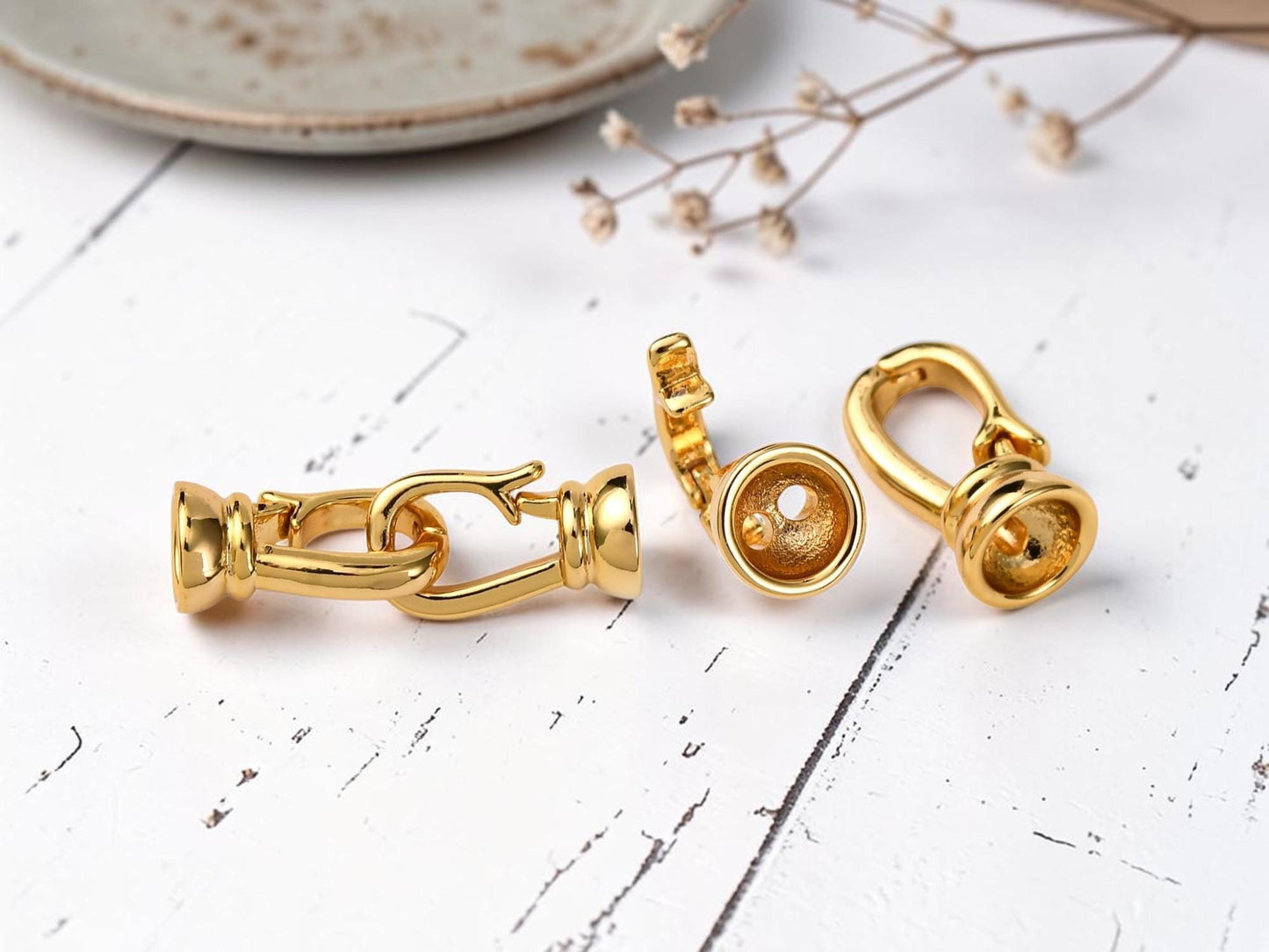 Metal Clasps - Fold Over Clasp - Gold Clasp - Cord Ends - 22x7mm - (5845)