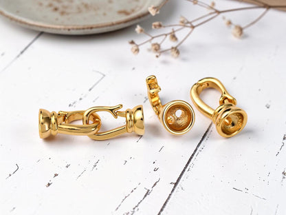 Metal Clasps - Fold Over Clasp - Gold Clasp - Cord Ends - 22x7mm - (5845)