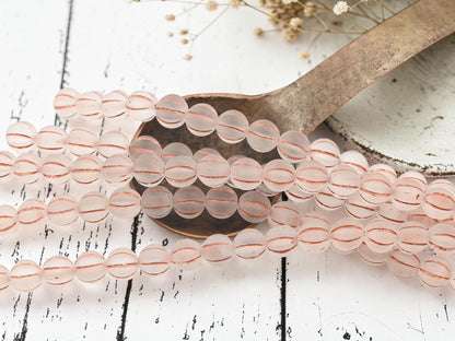 8mm Czech Glass Round Melon Beads - Copper Washed Matte Crystal - 16pcs - (A649)