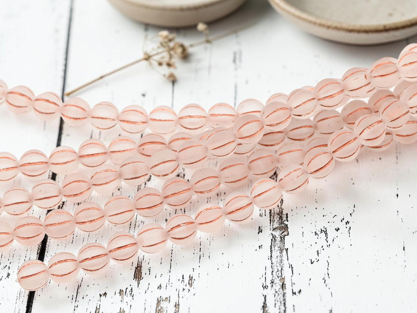 8mm Czech Glass Round Melon Beads - Copper Washed Matte Crystal - 16pcs - (A649)