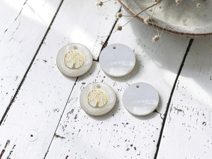 Shell Charms - Tree of Life Charms - Medallion Charms - 16mm - 10pcs - (3306)