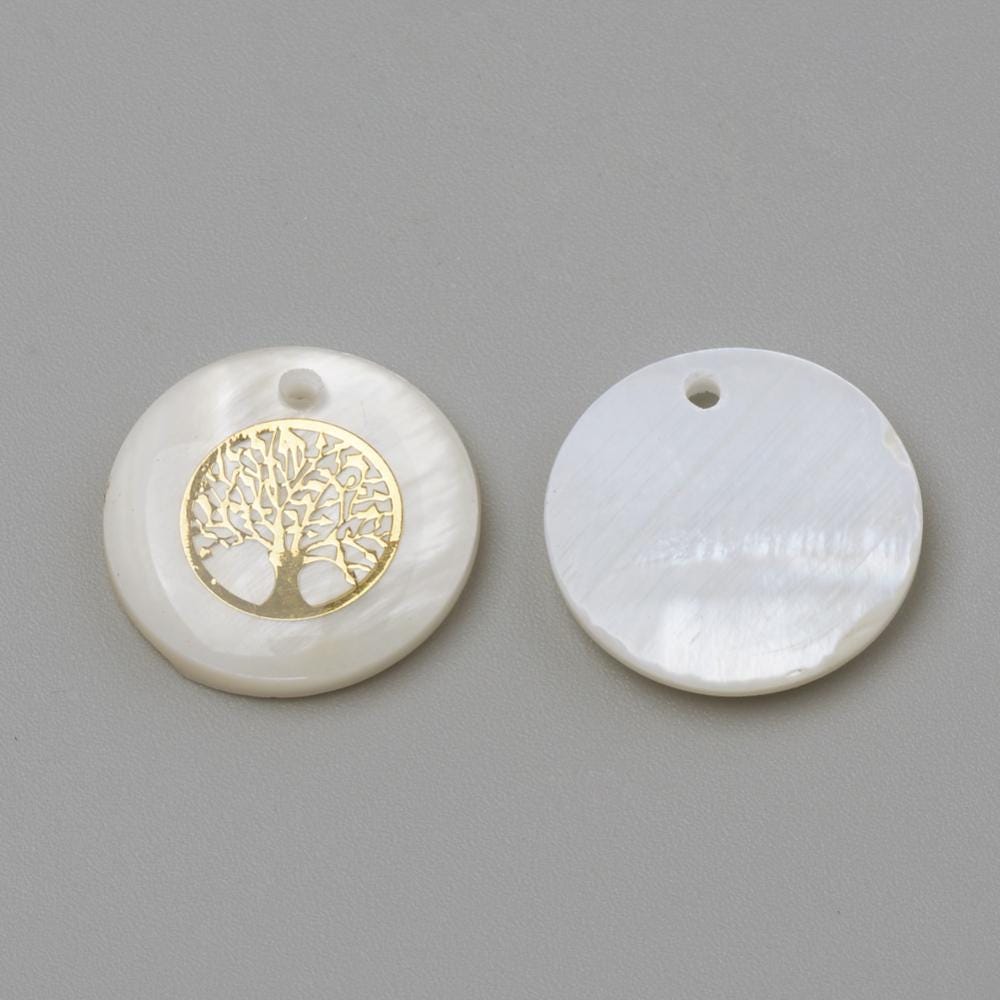 Shell Charms - Tree of Life Charms - Medallion Charms - 16mm - 10pcs - (3306)