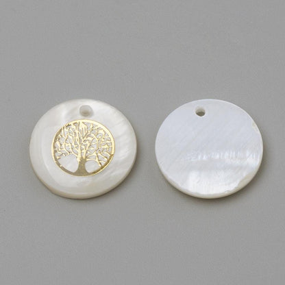 Shell Charms - Tree of Life Charms - Medallion Charms - 16mm - 10pcs - (3306)