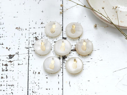 Shell Charms - Pineapple Charms - Medallion Charms - 16mm - 10pcs - (971)