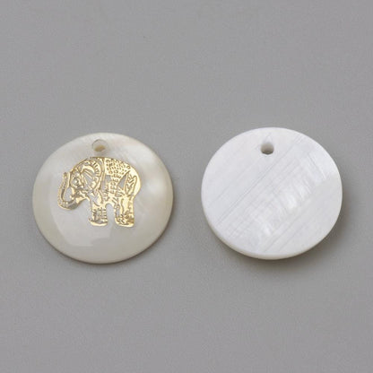 Shell Charms - Elephant Charms - Medallion Charms - 16mm - 10pcs - (6094)