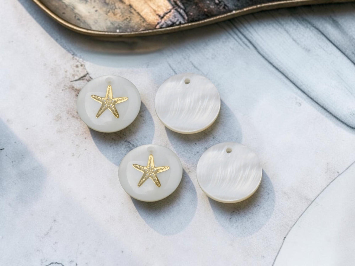 Shell Charms - Starfish Charms - Medallion Charms - 16mm - 10pcs - (B621)
