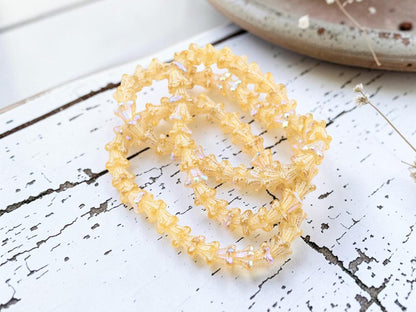 Czech Glass Small Bell Flower Beads - White Washed Dandelion AB - 5x6mm - 30pcs - (2392)