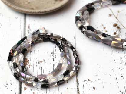 Electroplated Beads - Chinese Glass - Tube Beads - Bulk Glass Beads - 7x4mm - 18" Strand - (2345)