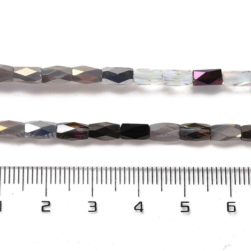 Electroplated Beads - Chinese Glass - Tube Beads - Bulk Glass Beads - 7x4mm - 18" Strand - (2345)