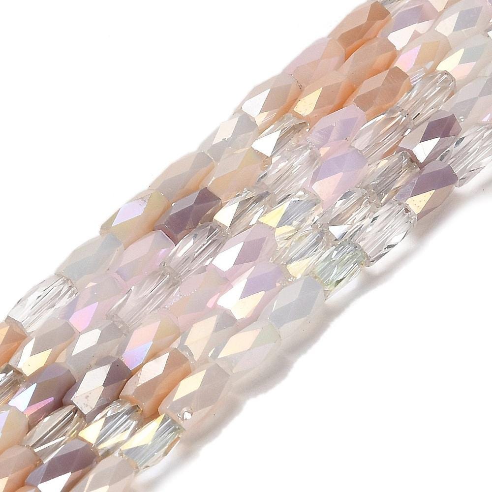 Electroplated Beads - Chinese Glass - Tube Beads - Bulk Glass Beads - 7x4mm - 18" Strand - (1903)