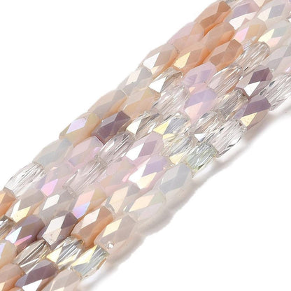 Electroplated Beads - Chinese Glass - Tube Beads - Bulk Glass Beads - 7x4mm - 18" Strand - (1903)