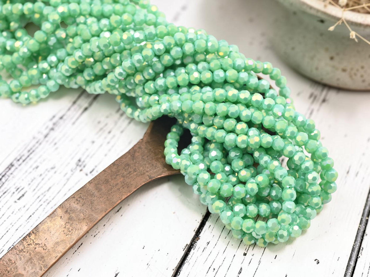 Faceted Glass Rondelle Beads - Electroplated Beads for Jewelry Making - 4mmmm - 13" Strand - (A185)