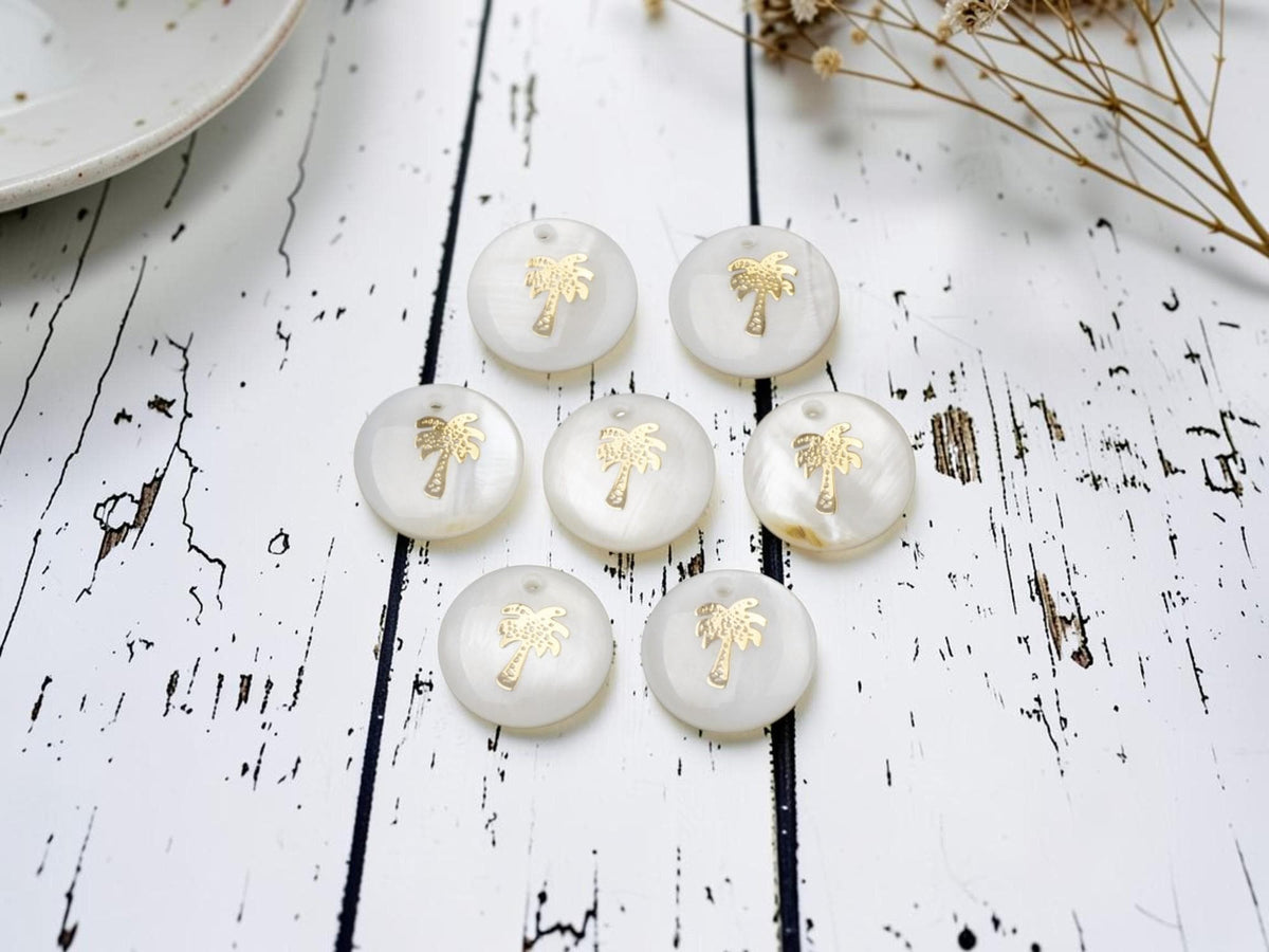 Shell Charms - Palm Tree Charms - Beach Charms - 16mm - 10pcs - (B656)