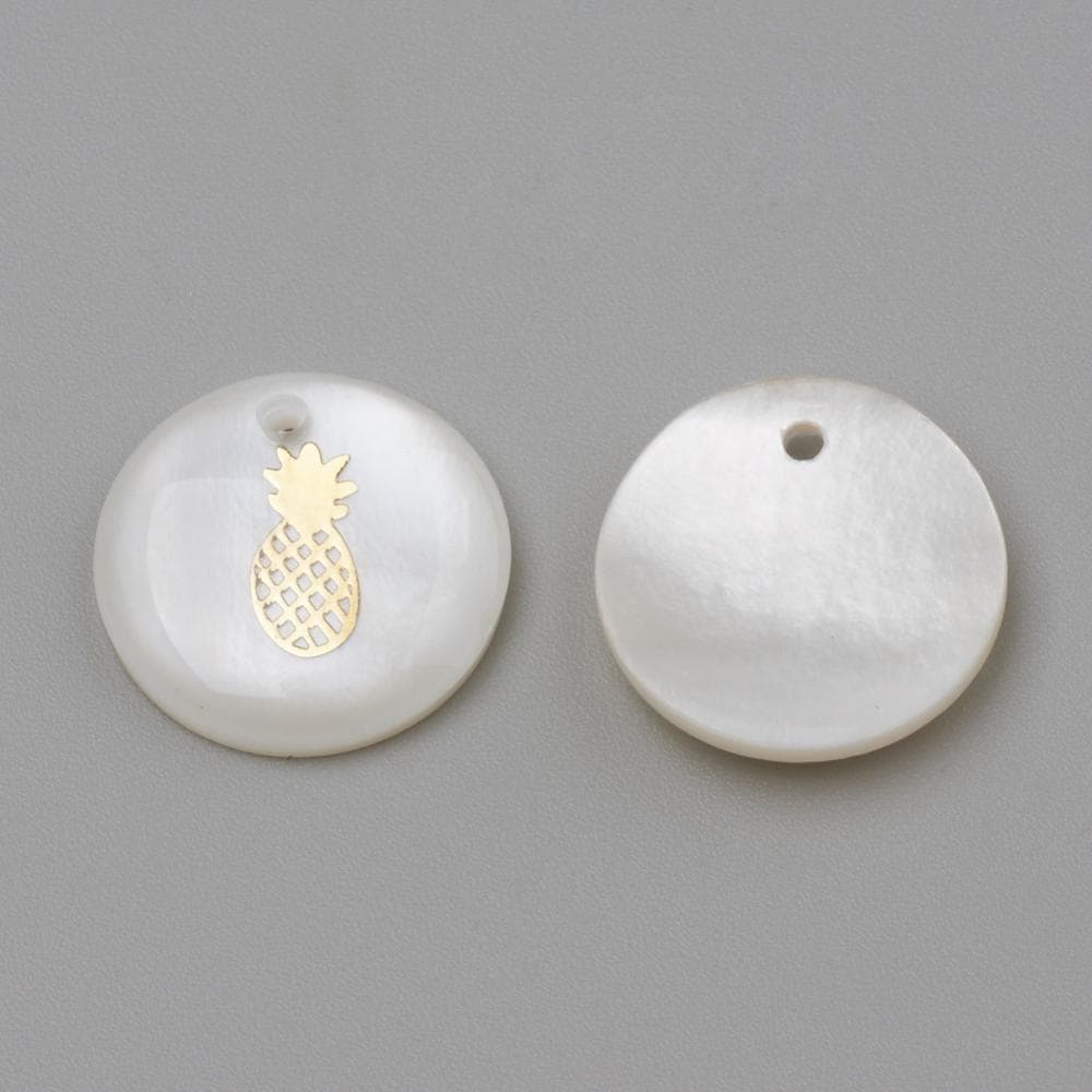 Shell Charms - Pineapple Charms - Medallion Charms - 16mm - 10pcs - (971)