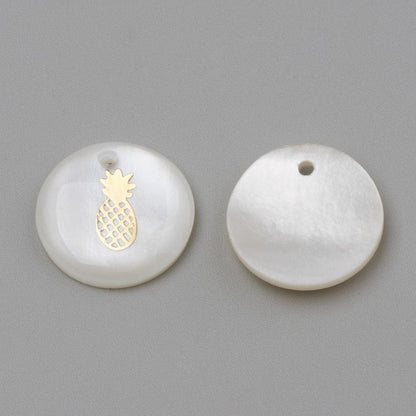 Shell Charms - Pineapple Charms - Medallion Charms - 16mm - 10pcs - (971)