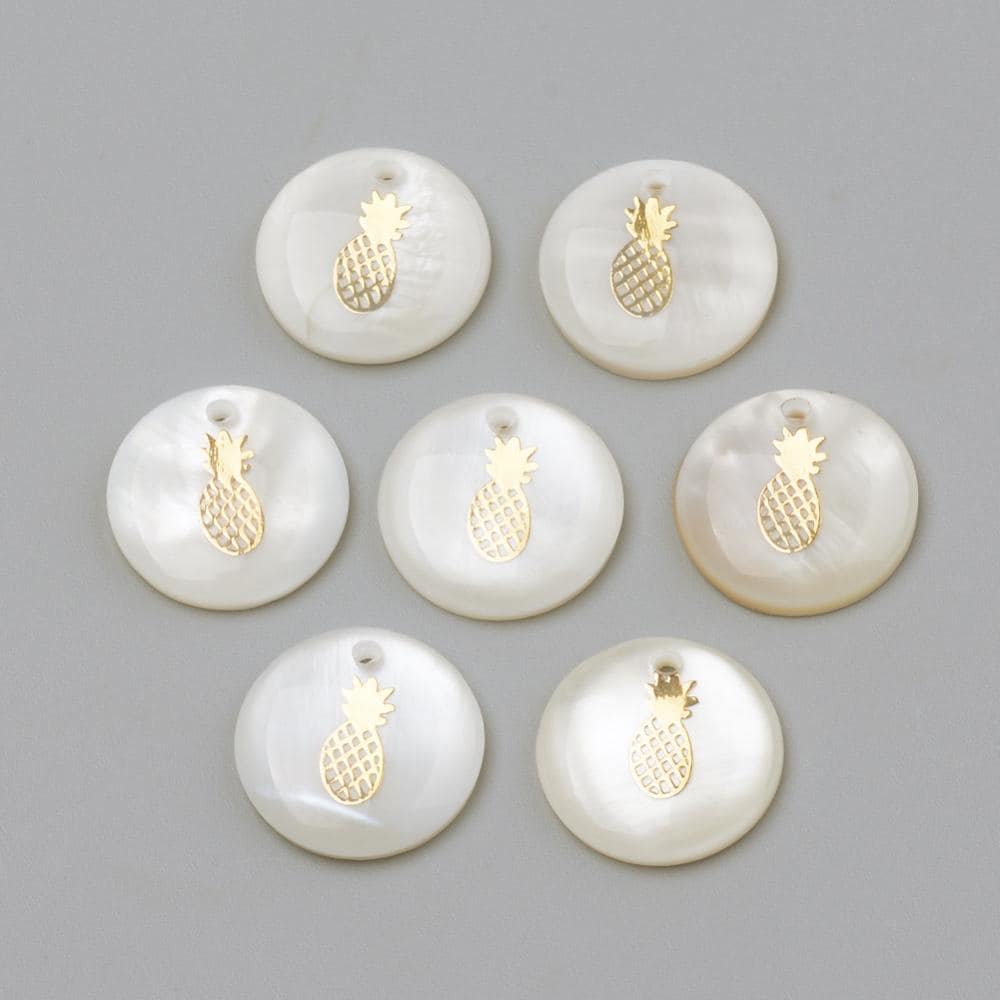 Shell Charms - Pineapple Charms - Medallion Charms - 16mm - 10pcs - (971)