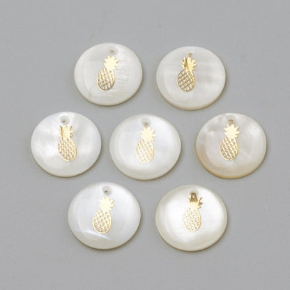 Shell Charms - Pineapple Charms - Medallion Charms - 16mm - 10pcs - (971)