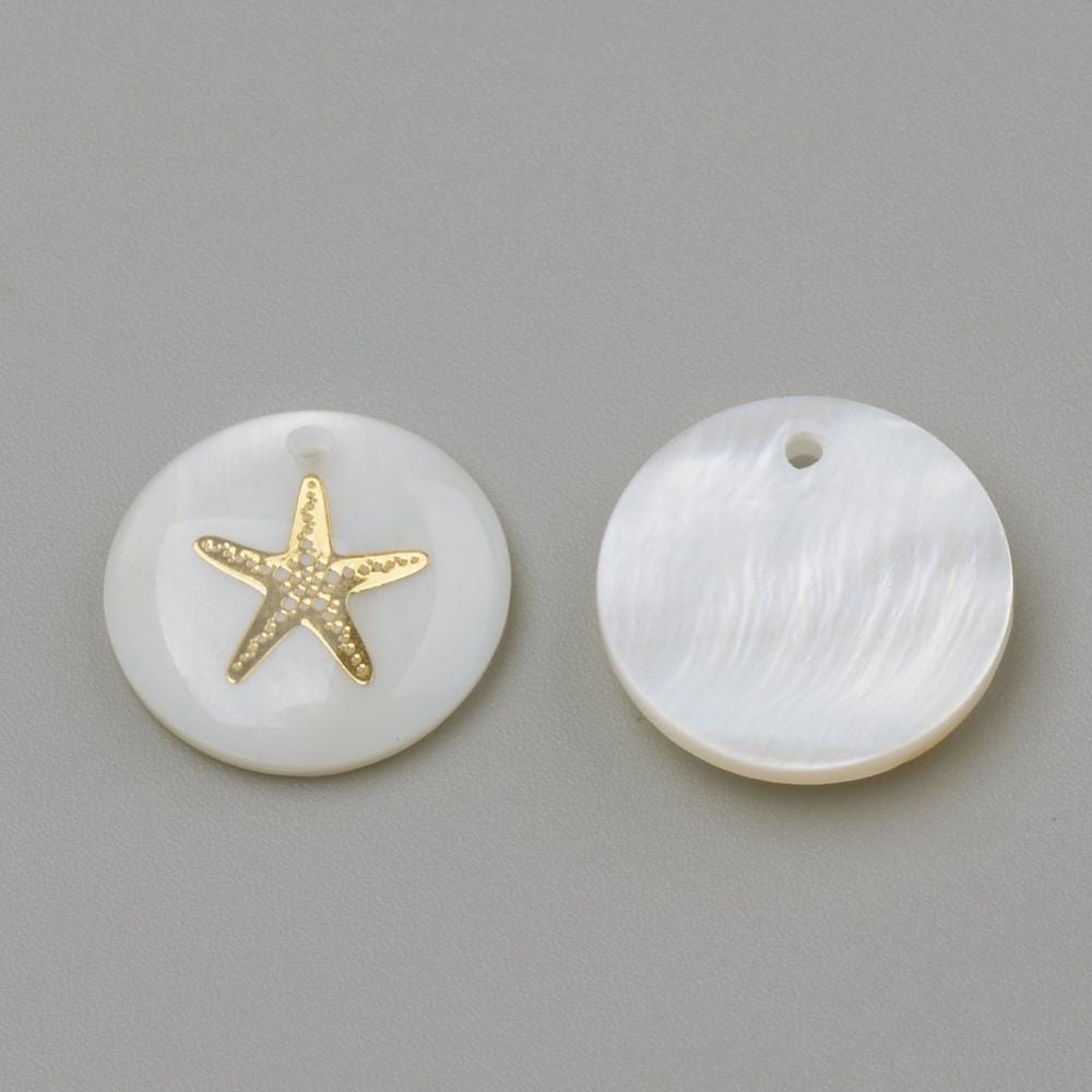 Shell Charms - Starfish Charms - Medallion Charms - 16mm - 10pcs - (B621)