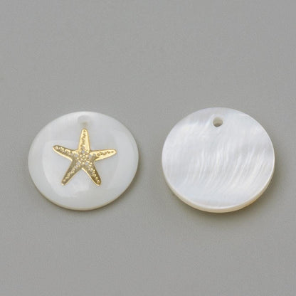 Shell Charms - Starfish Charms - Medallion Charms - 16mm - 10pcs - (B621)