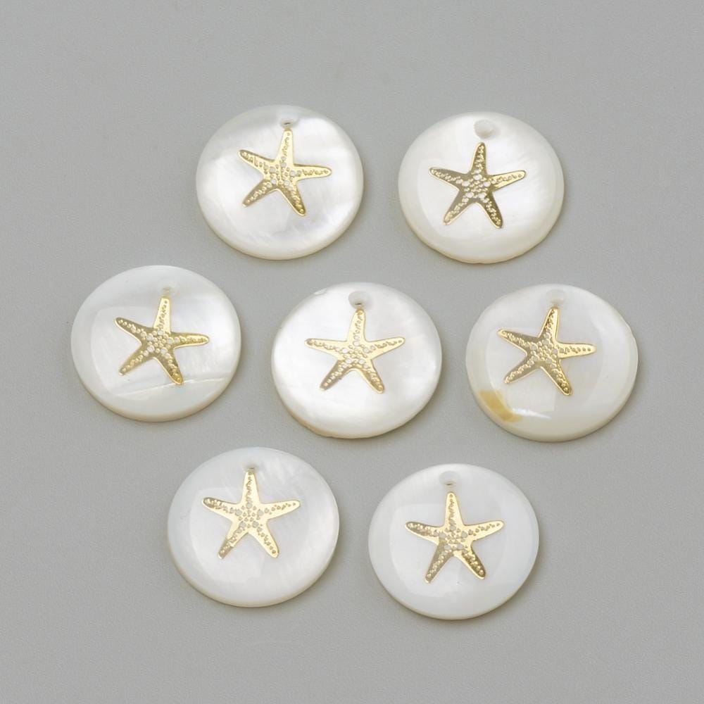 Shell Charms - Starfish Charms - Medallion Charms - 16mm - 10pcs - (B621)