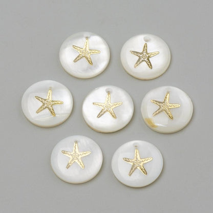 Shell Charms - Starfish Charms - Medallion Charms - 16mm - 10pcs - (B621)