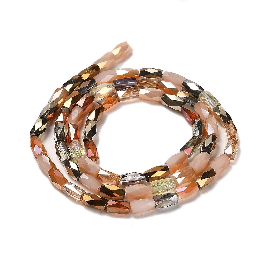 Electroplated Beads - Chinese Glass - Tube Beads - Bulk Glass Beads - 7x4mm - 18" Strand - (2785)