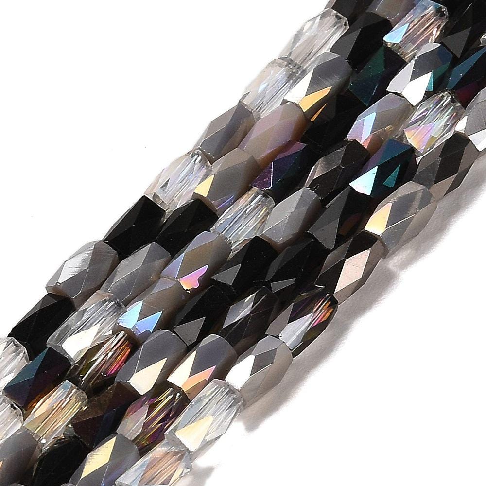 Electroplated Beads - Chinese Glass - Tube Beads - Bulk Glass Beads - 7x4mm - 18" Strand - (2345)