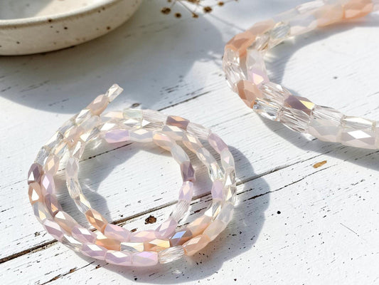 Electroplated Beads - Chinese Glass - Tube Beads - Bulk Glass Beads - 7x4mm - 18" Strand - (1903)