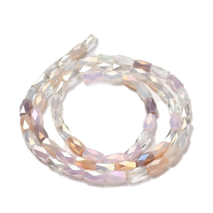 Electroplated Beads - Chinese Glass - Tube Beads - Bulk Glass Beads - 7x4mm - 18" Strand - (1903)