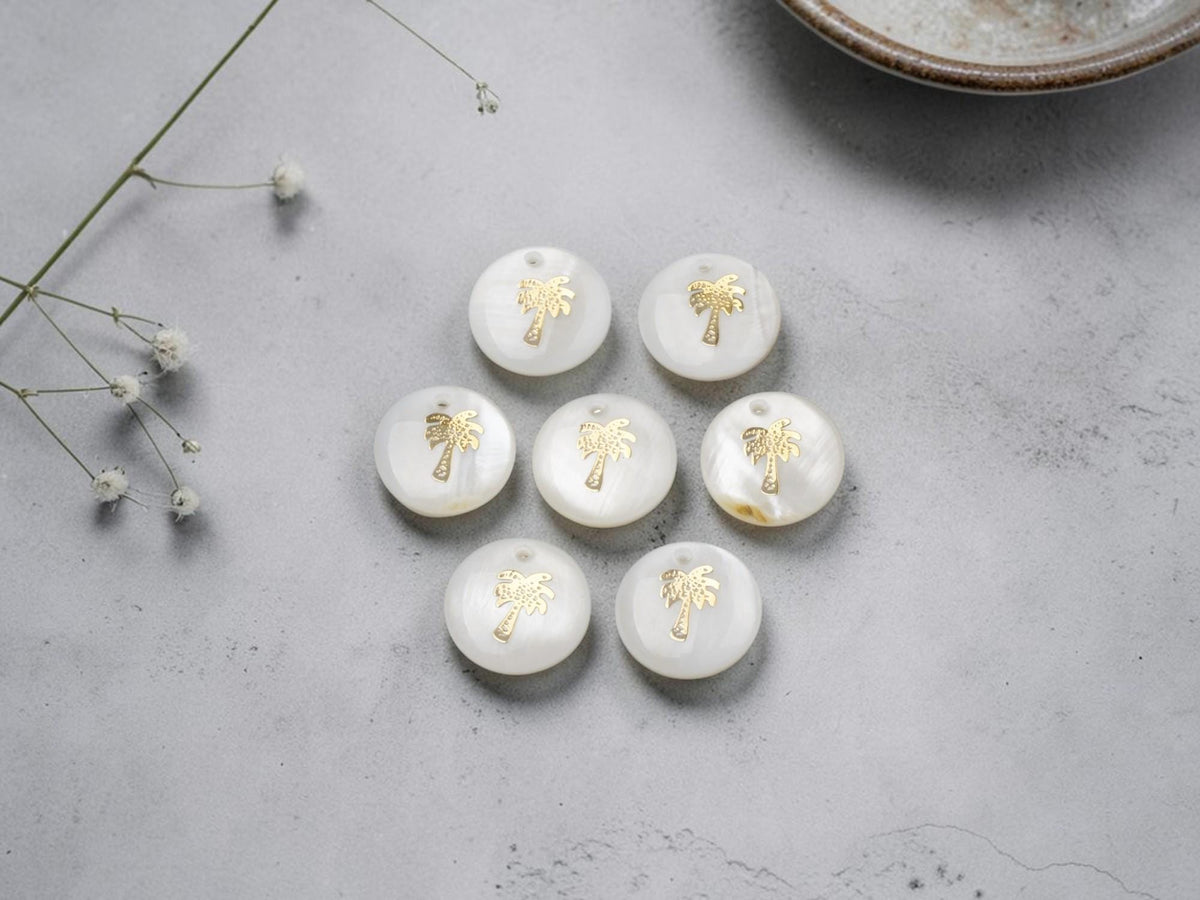 Shell Charms - Palm Tree Charms - Beach Charms - 16mm - 10pcs - (B656)