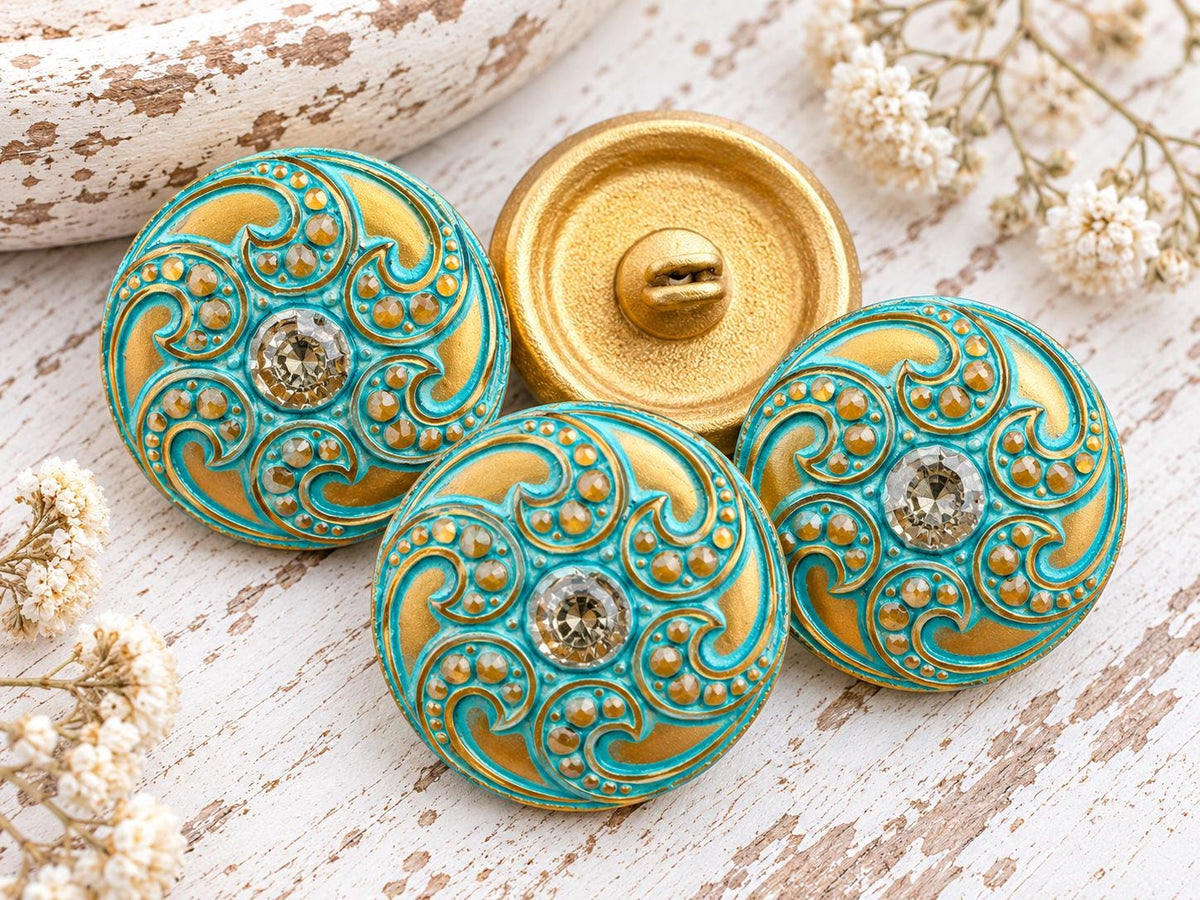 Czech Glass Buttons - Shank Buttons - Handmade Button - 18mm - (648) 1pcs