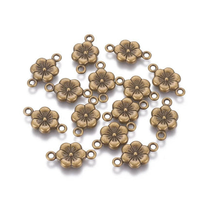 Antique Bronze Flower Connector Links For Jewelry Making - 18x10mm - 20pcs - (1117)