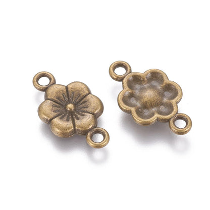 Antique Bronze Flower Connector Links For Jewelry Making - 18x10mm - 20pcs - (1117)