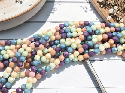 6mm 5 Color Luster Theme Czech Glass Fire Polished Faceted Round Beads - 45pcs - (712)