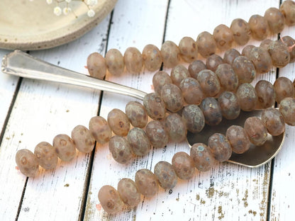 Czech Glass Faceted Fire Polished Matte Crystal Picasso Rondelle Beads - 10x7mm - 15pcs - (4635)