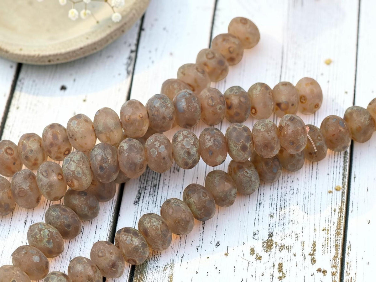 Czech Glass Faceted Fire Polished Matte Crystal Picasso Rondelle Beads - 10x7mm - 15pcs - (4635)