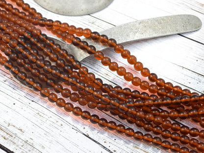 6mm Czech Glass Round Druk Beads - Root Beer Topaz - 6mm - 34pcs - (B699)