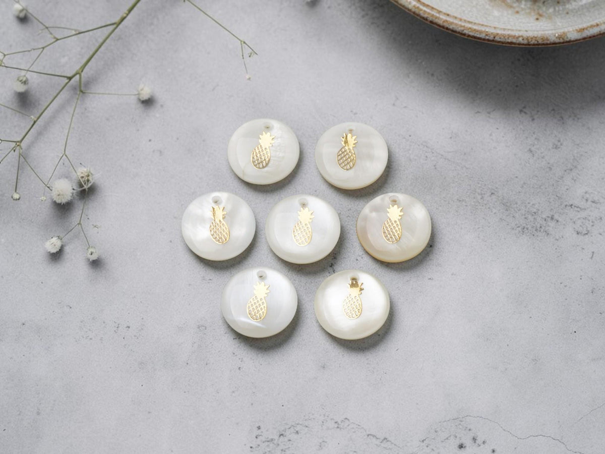 Shell Charms - Pineapple Charms - Medallion Charms - 16mm - 10pcs - (971)