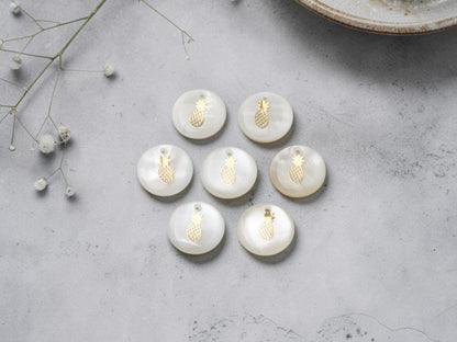 Shell Charms - Pineapple Charms - Medallion Charms - 16mm - 10pcs - (971)