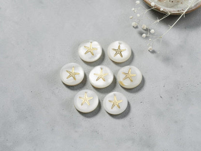 Shell Charms - Starfish Charms - Medallion Charms - 16mm - 10pcs - (B621)