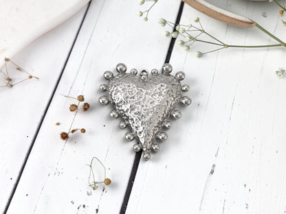 Stainless Steel Hammered Heart Pendants - 42x37mm - 2pc - Choose Your Color