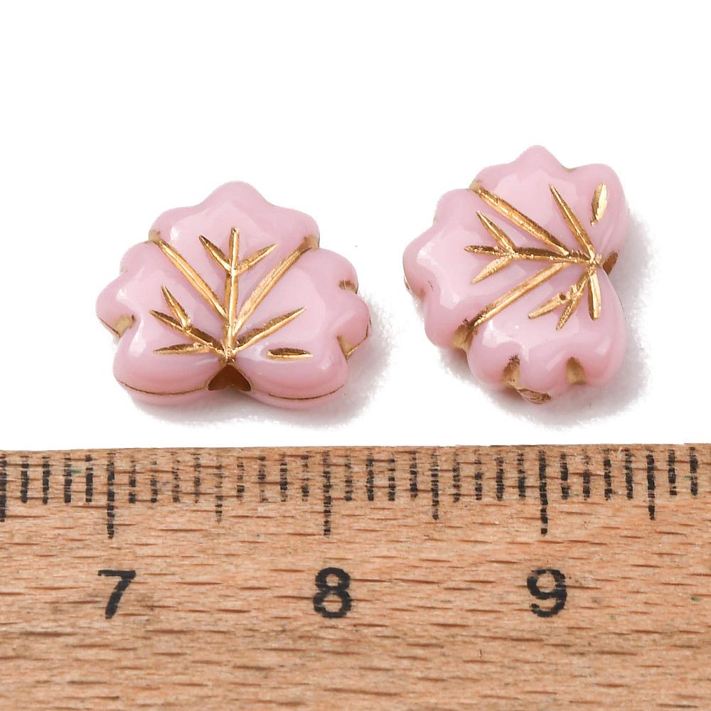 Lightweight Acrylic Maple Leaf Beads - Gilded Pink - 13x10mm - 25pcs - (A189)