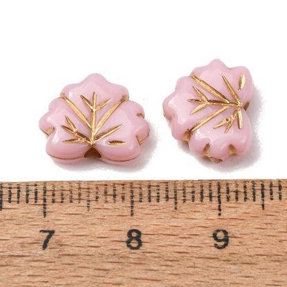 Lightweight Acrylic Maple Leaf Beads - Gilded Pink - 13x10mm - 25pcs - (A189)