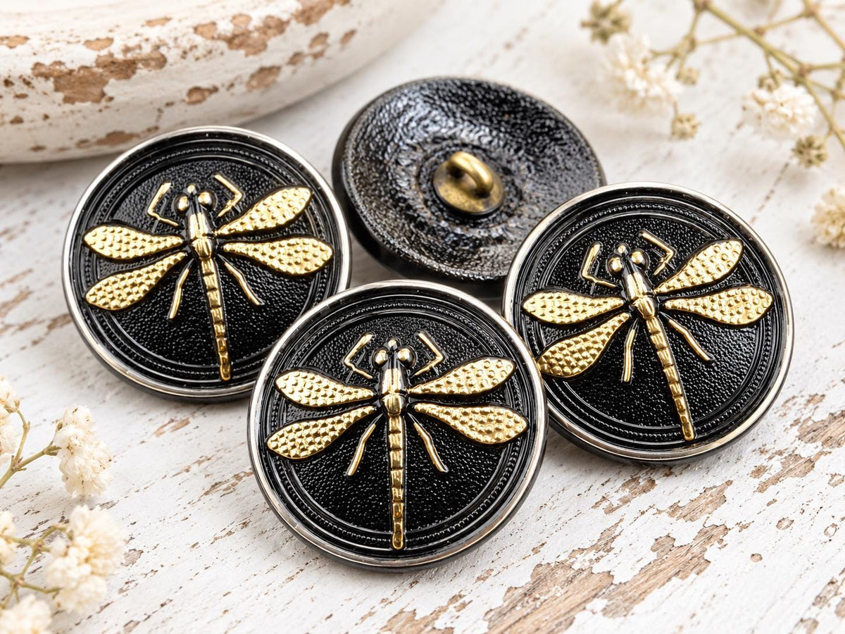 Czech Glass Buttons - Shank Buttons - Dragonfly Button - Handmade Button - 23mm - (5109) 1pcs