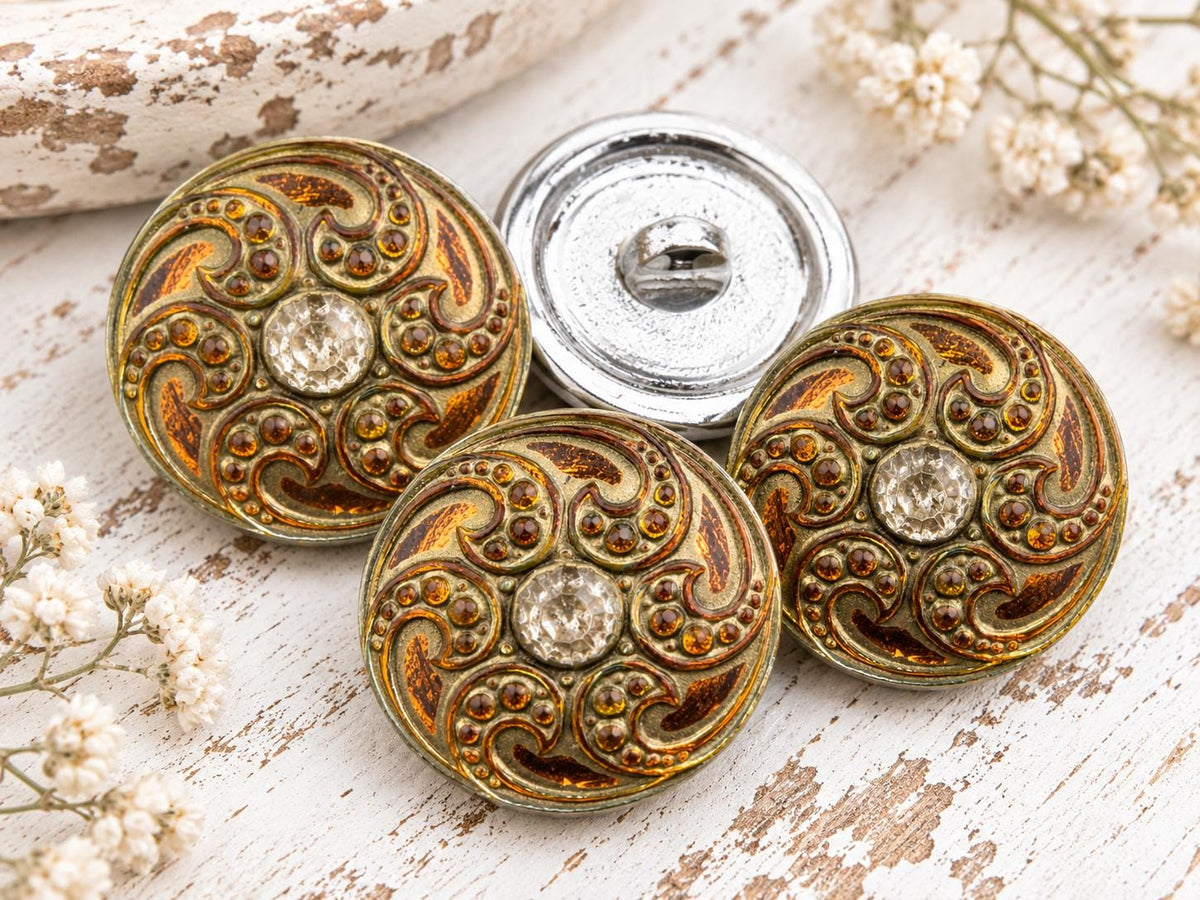 Czech Glass Buttons - Shank Buttons - Handmade Button - 18mm - (167) 1pcs